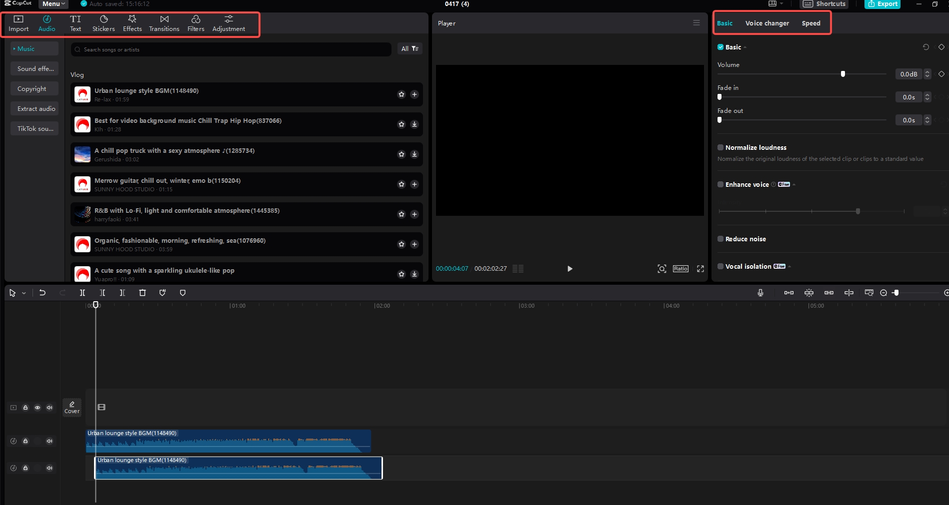 Edit audio
